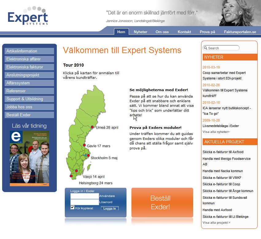 Senast Uppdaterad: 111003 Exder Handledning Coop Nord Inköpsorderflöde Sida 8 av 26 Via vår hemsida www.expertsystems.se loggar ni in i Exder genom att ange ert användarnamn och lösenord.