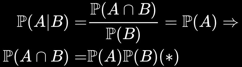 Oberoende Om sannolikheten för A betingat B är lika med sannolikheten för A, så sägs A och B vara oberoende.