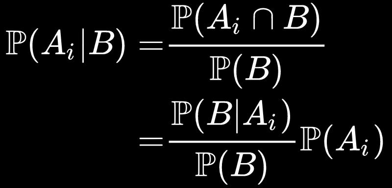 Bayes sats vänder på betingningarna Vi vet ofta sannolikheter som sannolikheten att testa positivt om man har/inte har
