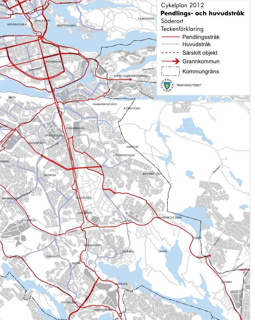 Kartan ovan visar det regionala cykelnätet som ligger närmast