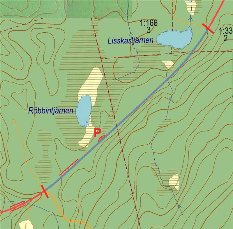 4. Avfart 200 m NNO Bergbacken avfart Hagby, 1000 m (Artrik vägkant) Allmänt Hela vägsträckan går genom barrskog.