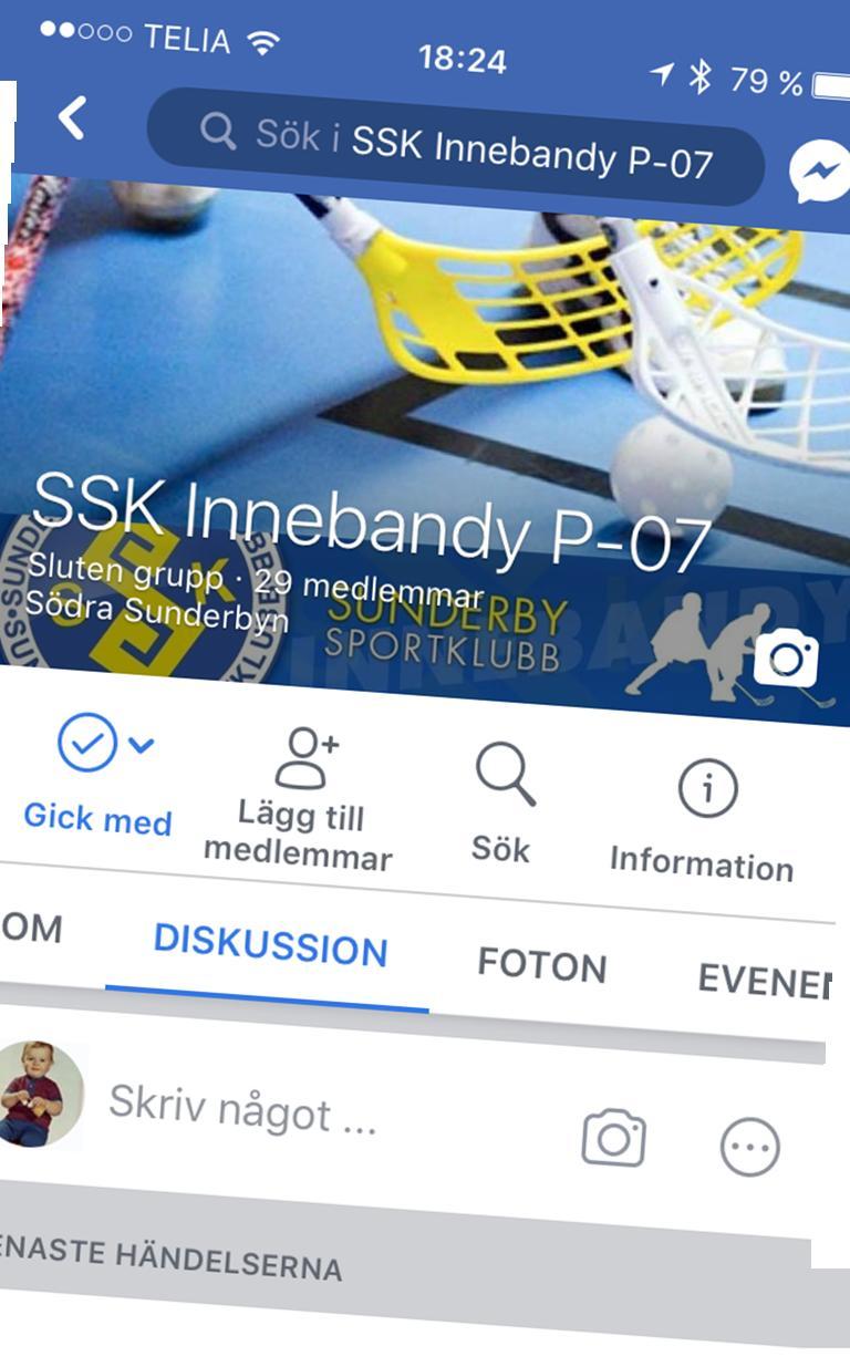 Facebook En grupp för alla involverade i SSK Innebandy P-07.