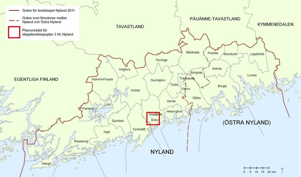 närområden och området mellan förläggningsplatserna. Planområdets areal är 100 km 2 (10km x 10km).