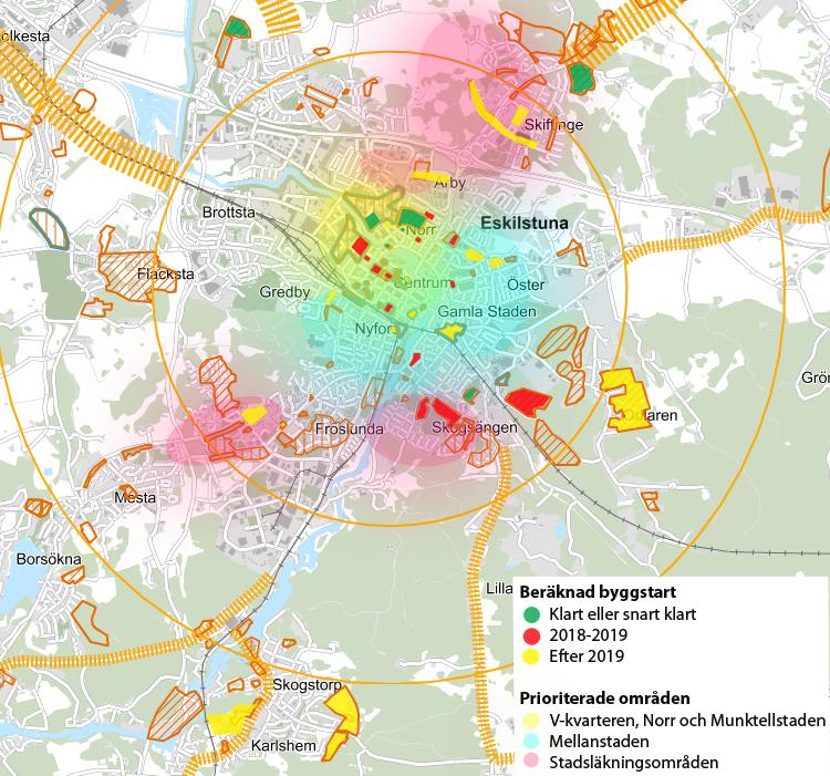 Figur 2 Prioriterade områden samt status på enskilda