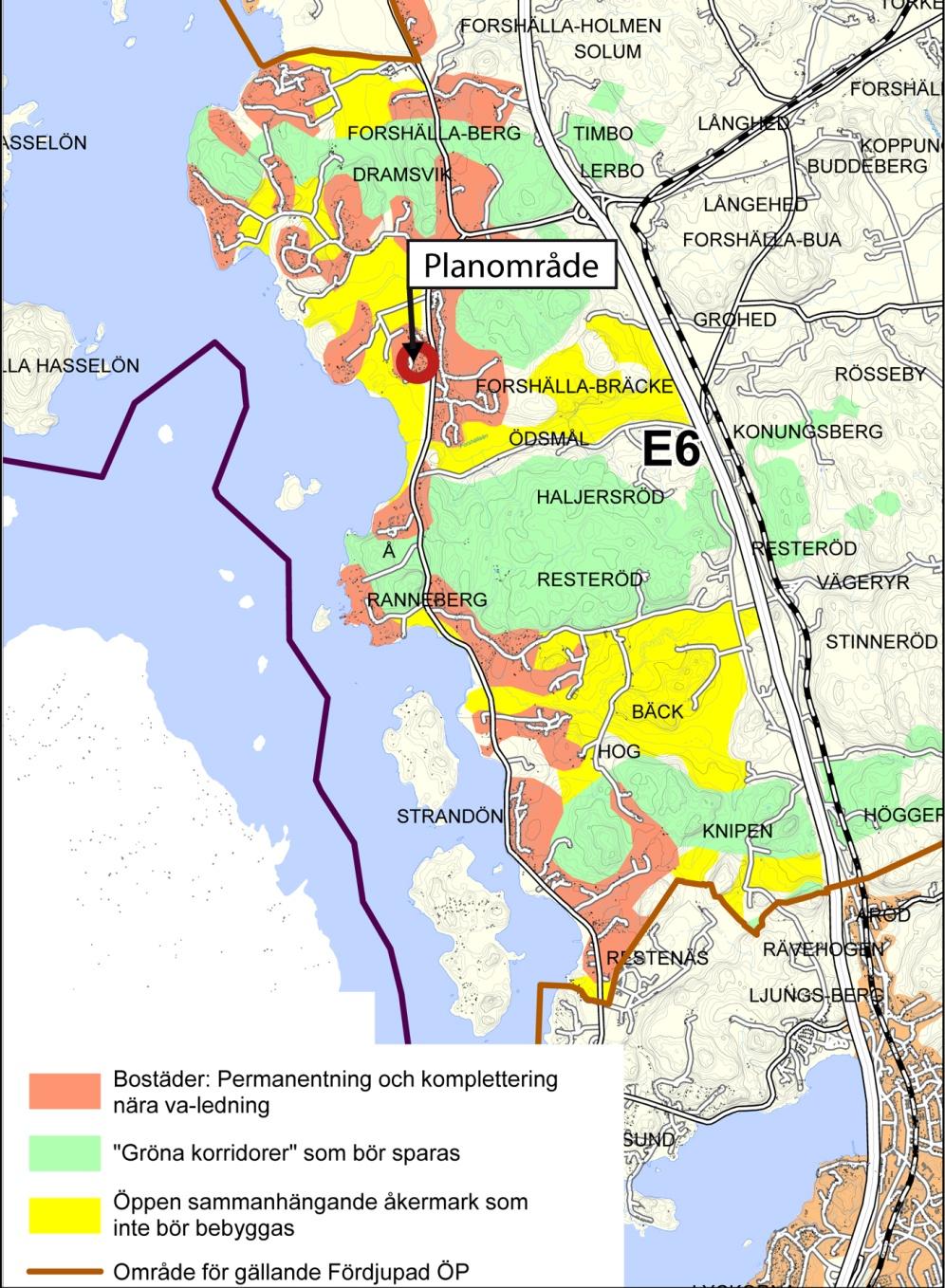6 Fräknestranden är i Uddevalla Översiktsplan 2010 indelad i tre kategorier.