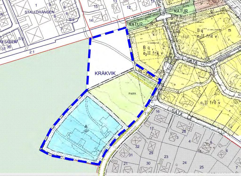 11 (63) Planmosaik över gällande planer i området. Det vita området norr om ytan där det står Park är inte planlagt.