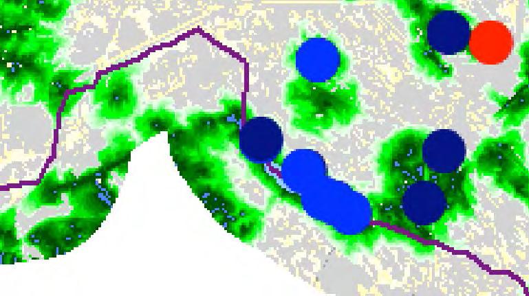 29 (63) Karta 3. Habitatnätverk för padda. Kartkälla: Miljöförvaltningen, Stockholms stad. Gul pil utplacerad i efterhand för att visa spridning.