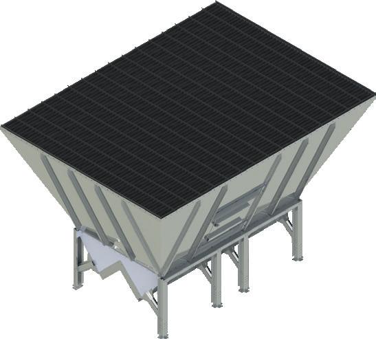 Överkörbar lagringsgrop med skraptransportör Med en effektiv skraptransportör försedd, innanför betongväggar sammansättningsbar tippticka för objekt, till vilka behövs en stor mottagningskapacitet av