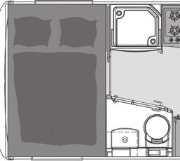 000 BÄDDMÅTT BD-PLANLÖSNING (I 680, I 740) Nedfällbar överbädd (L x B) 192 x 140 cm (Tillval: Duobädd 192 x 197