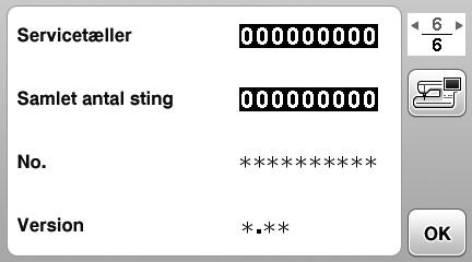 Betjening f LCD-displyet Generelle indstillinger Side 4 Side 5 Side 6 B C D E F G H I J K B Vælg nålestopposition (nåleposition, når mskinen ikke etjenes) til oppe eller nede.