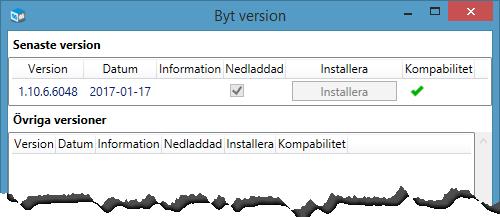 Din nuvarande version visas överst i fliken. Klicka på knappen bredvid som heter Byt version. 2.