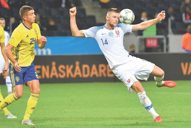 2 štvrtok 18. 10. 2018 PO PRÍPRAVNOM MEDZIŠTÁTNOM ZÁPASE ŠVÉDSKO SLOVENSKO (1:1) SLOVÁCI V ZRKADLE Aj po zápase v Štokholme sme hodnotili výkony našich hráčov, a to v tradičnej stupnici 1 10.