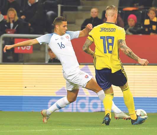 3 Karavanom na futbal FAKTY ZO ZÁPASU ŠVÉDSKO SLOVENSKO 1:1 (0:0) GÓLY: 53. Guidetti 84. Rusnák. ŽLTÁ KARTA: Sabo. ŠVÉDSKO: K. Johnsson (46. Nordfeldt) Krafth, P. Jansson (82. Rohdén), Granqvist (81.