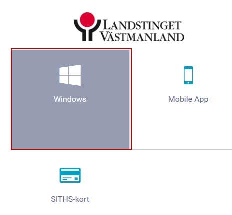 3. När du loggat in mot Region Västmanland kommer du till nedanstående sida, här väljer du Windows. 4.