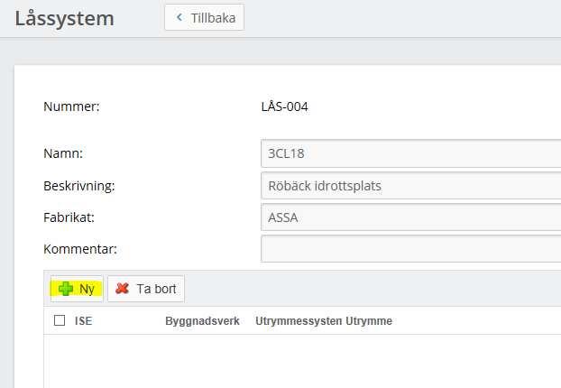 2.1. Grunduppgifter 2.1.1. Låssystem Börja med att gå till nyckelöversikten. Klicka sedan på knappen Nytt låssystem.