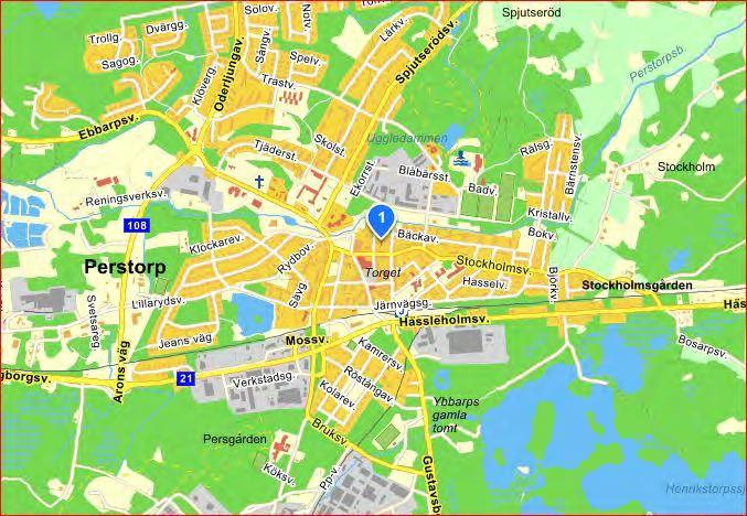 Hantverksföreningens hus markerad med 1, i folkmun