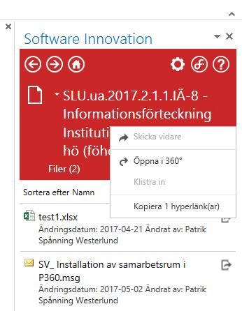 8. Återkoppling Även när icke ärendedokument läggs in sker en återkoppling till Outlook. 9.