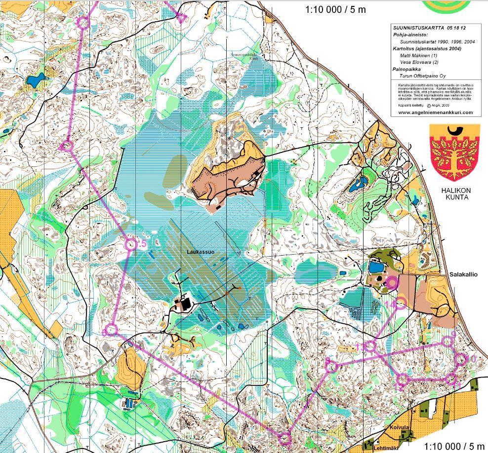 Södra området TC på samma ställe som Halikkokavlen 2004 och Ankkurirastit 2005. Årets Halikkokavle löps i år på det detaljerade området i söder, precis som år 2004.