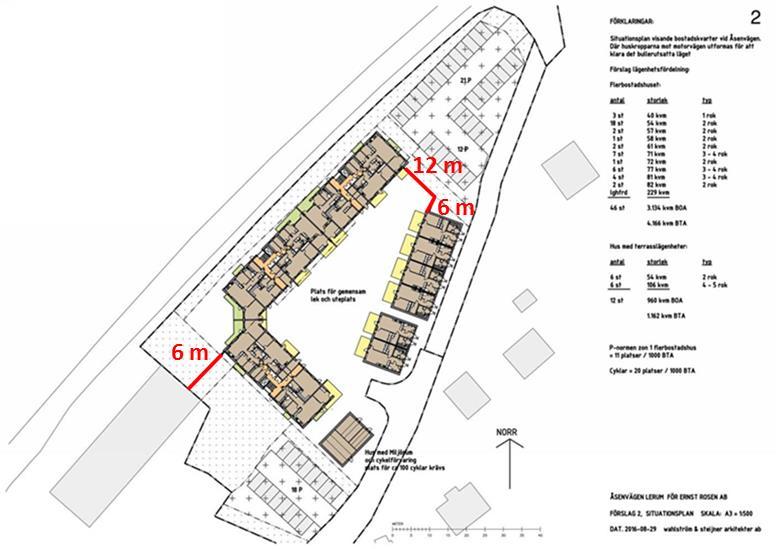 RAPPORT LUFT 13 3.1 Framtida utformning av kvarteret Ernst Rosén Projektutveckling AB planerar att bygga cirka 50 stycken bostäder och ytor för kontorsverksamhet vid Åsenvägen, Lerum.