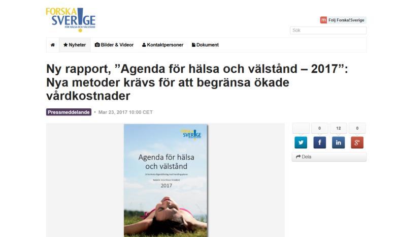 Riksdagsseminarium Ny rapport, Agenda för hälsa och