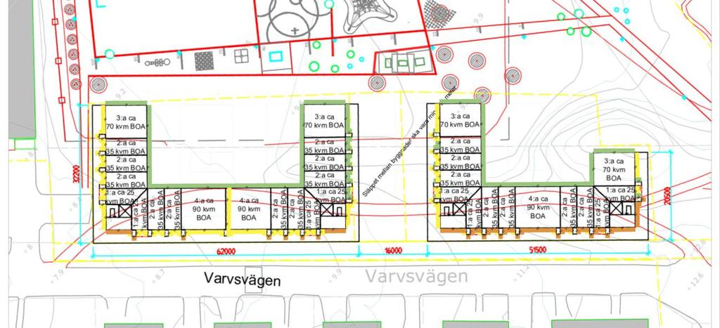 4 Resultat Bebyggelsen har orienterats på ett sådant sätt att en tyst eller ljuddämpad sida för samtliga lägenheter går att uppnå.