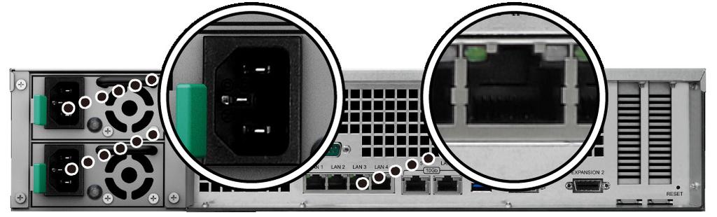 Starta din RackStation 1 Anslut ena ändan av varje