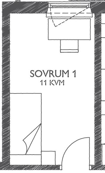 RUM FÖR RUM SOVRUM 1 Ett generöst tilltaget sovrum med ljusinsläpp från balkongen.