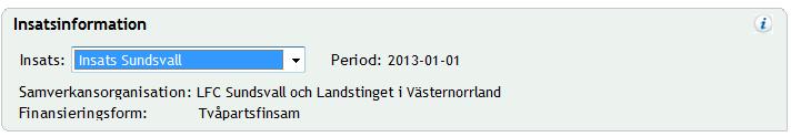 3 Insatsinformation I panelen Insatsinformation visas insatsens och samverkansorganisationens namn, finansieringsform samt start- och eventuellt slutdatum.