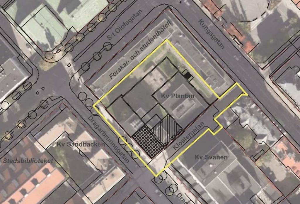 OMRÅDESFÖRUTSÄTTNINGAR OCH FÖRÄNDRINGAR Plandata Georafiskt läe Planområdet lier till största del inom kvarteret Plantan i innerstaden.