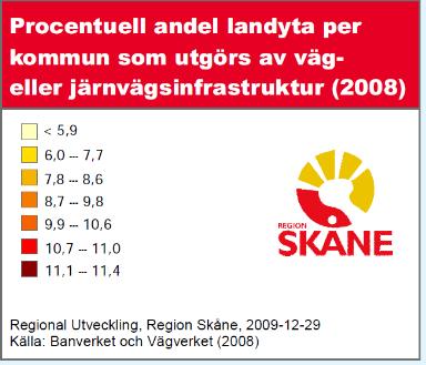 har lägsta. Källa: Kartbild från Länsstyrelsen i Skåne Län, 2009).