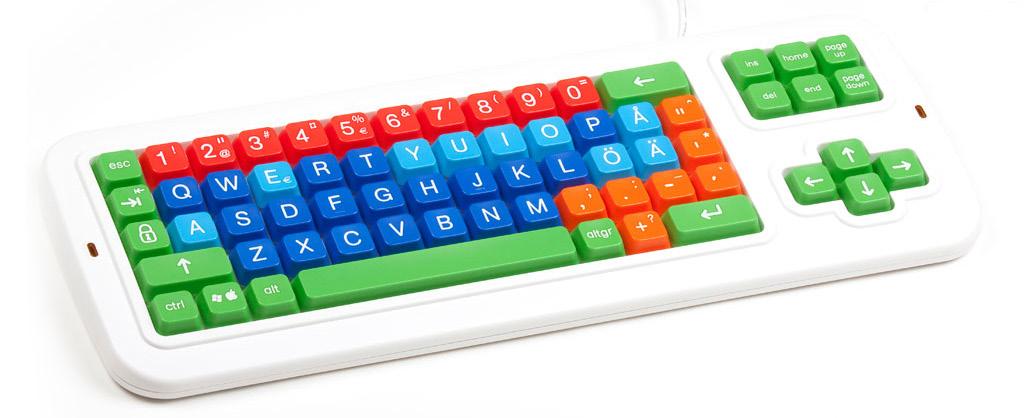 Tydliga tangentbord Clevy pedagogiskt tangentbord Clevy är ett specialanpassat tangentbord med 30% större tangenter och upp till 400% större tecken än