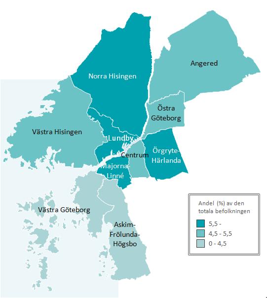 Den sverigefinska minoriteten i Göteborg 2016 Bilaga 3 Cirka 29 000 totalt, motsvarande 5,2 procent av befolkningen i staden (som uppgick till 556 640