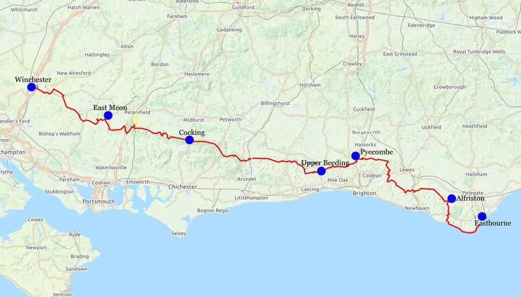 South Downs Way, Winchester - Eastbourne, 7 nätter 6(6) South Downs Way South Downs Way med sina 160km är en av de 15 nationella lederna i England och Wales.