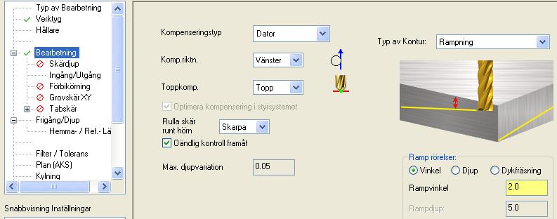 Konturbearbetning 30 Välj ett verktyg från ditt verktygsbibliotek.