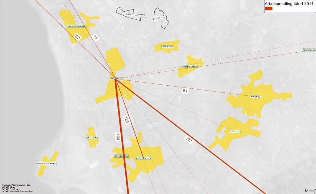 5 Trivector Traffic I Figur 1-1 framgår att de dominerande målorterna, utanför Kävlinge kommun är Lund och Malmö. Pendlingen norrut till exempelvis Landskrona och Helsingborg är av mindre omfattning.