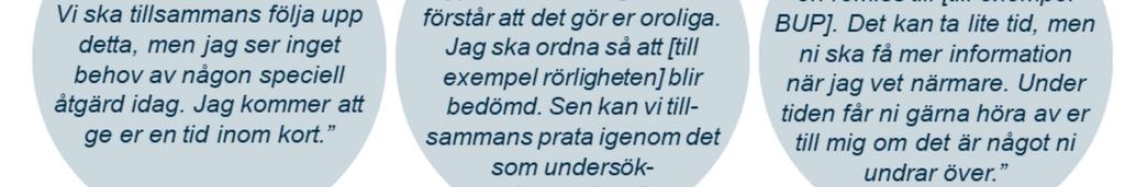 Referensgruppen framförde vikten av konkret vägledning av hur information kunde lämnas i vissa situationer.