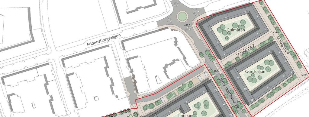 2017-03-24, sid 5 (9) 1 Bakgrund I området Linnéa planeras en ny förskola i 2 våningsplan samt fem nya kvarter med flerbostadshus (5-7 våningar) i Järvastaden