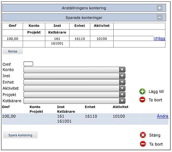 3 (5) III. Andra gången du rapporterar om utlägg finns dina uppgifter redan vid Sparade konteringar. Klicka därför direkt på knappen Ett ärendenummer skapas och syns i rutan Ärende-id.