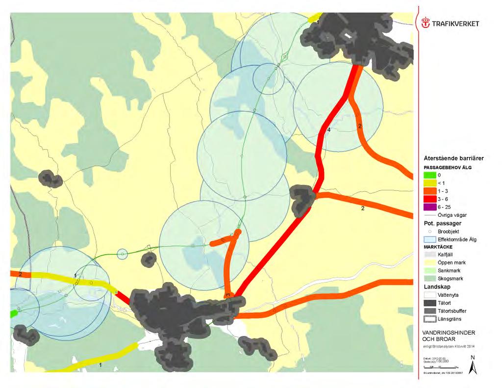 de återstående barriärerna 6 km, (dvs. D max), uppstår ett åtgärdsbehov, även om de enskilda barriäravsnitten är kortare.