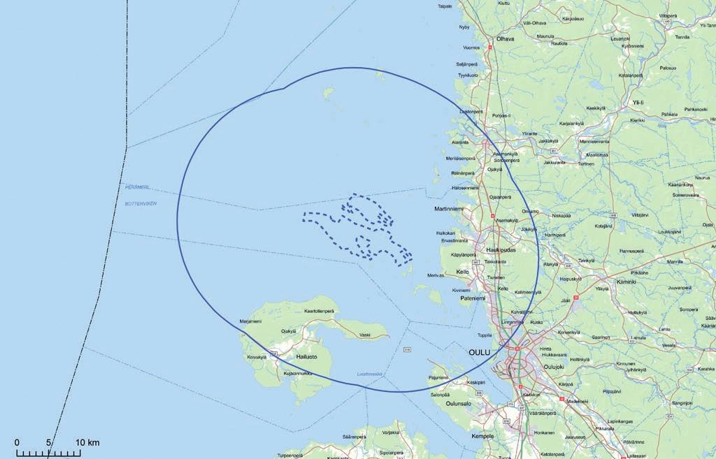 4.2 Projektets influensområde Det område som undersöks i MKB har definierats så stort att inga kännbara miljökonsekvenser kan antas uppkomma utanför det här området.