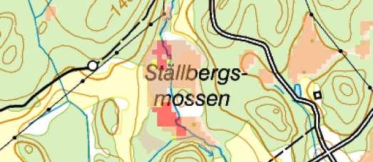 Ställbergsmossen (Skinnskattebergs kommun, Västmanlands län) Figur 60 visar Ställbergsmossen, ett mindre våtmarkskomplex som fått klassningen "Högt naturvärde" i våtmarksinventeringen.