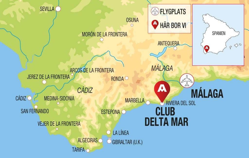Om Riviera del Sol Riviera del Sol ligger vid kusten mellan Marbella och Fuengirola. Staden ligger längs med stranden och sitter ihop med systerstaden Calahonda.