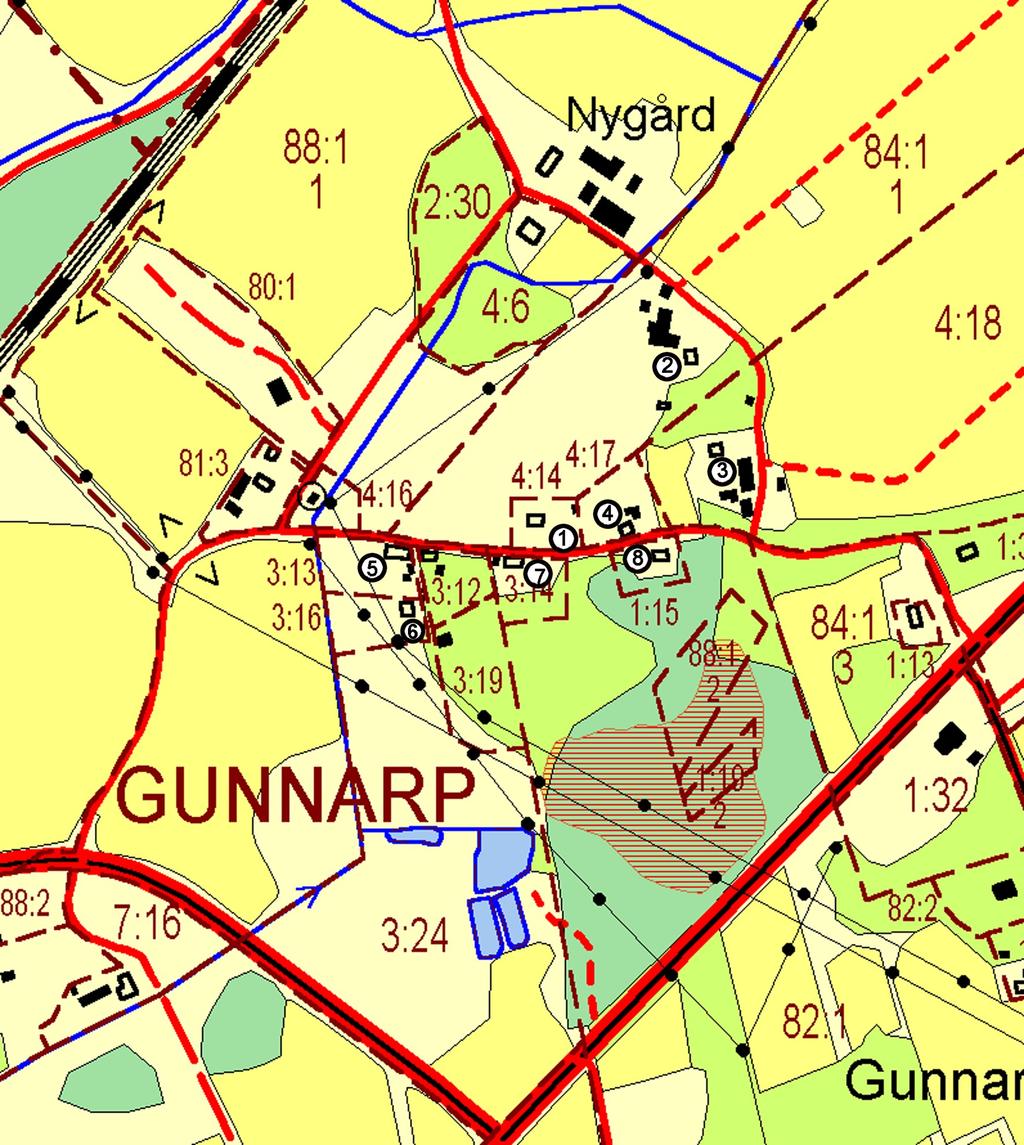 Gunnarps by omkring Gunnarps Nygård På 1920-talet var detta en för sin tid stor gård, som ägdes av Hilbert Pålsson. (På gården fanns även ett kafferosteri.