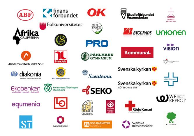 SÅ JOBBAR FÖRENINGEN FÖR FAIRTRADE SVERIGE MEDLEMSORGANISATIONER Föreningen för Fairtrade Sverige samlar 40 organisationer såsom studieförbund, organisationer för bistånd och utveckling,