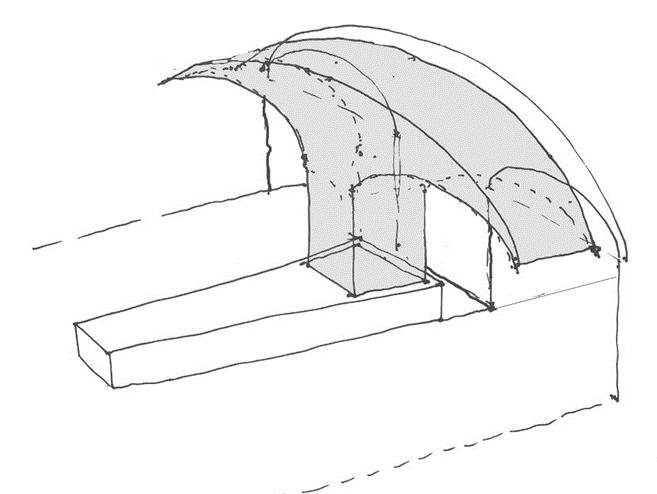 Figur 13a: Förberedd yta för placering av fysiska installationer Figur 13b: Typskiss som