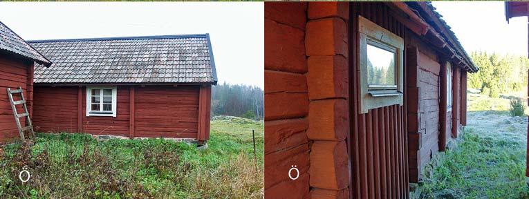 Med fördel kan fönsterfoderna målas med faluröd slamfärg, liksom vindskivorna. På norra sidan finns sprickor i grundens fogar där cementhaltigt bruk använts.