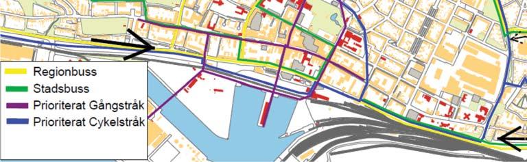 Hedvägens förlängning till cirkulationsplatsen i Maglarp erbjuder en alternativ västlig förbindelse till- och från målpunkter i stadens norra delar, men trafikvolymerna längs Hamngatan är fortsatt