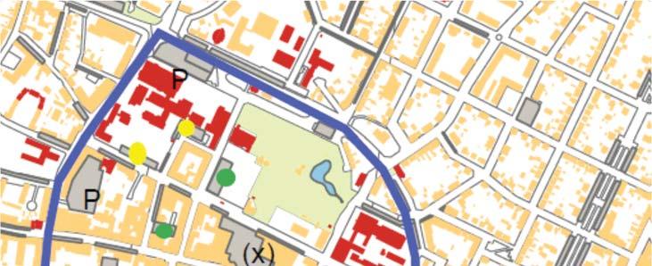 24 Figur 4-3 År 2030. En avgiftszon. Parkeringen vid Rådhustorget och vid järnvägsstationen är inte kvar 2030 (markerat med kryss). Parkeringen i Valen kan ev.