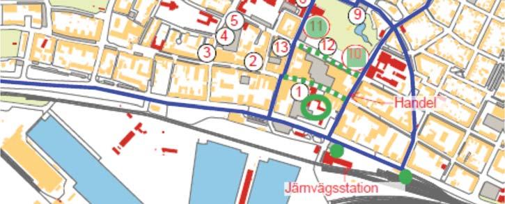 På internhandelsområdet behövs det flera cykelparkeringar nära entréerna. Detsamma gäller de stora arbetsplatserna.