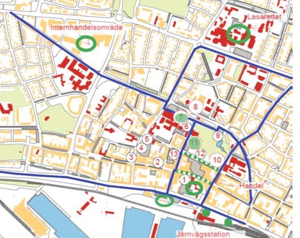 32 Figur 5-7 Till 2030, med ny cykelväg utmed Hamngatan och med ny sjöstad, tillkommer ytterligare minst ett strategiskt viktigt läge för en större samlad cykelparkering. 5.4 Antal platser Cykelparkering på allmänna platser Utbyggnad av cykelparkering på allmänna platser bör ske successivt.